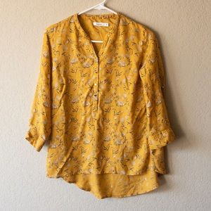 Bossini Yellow Floral Blouse Medium